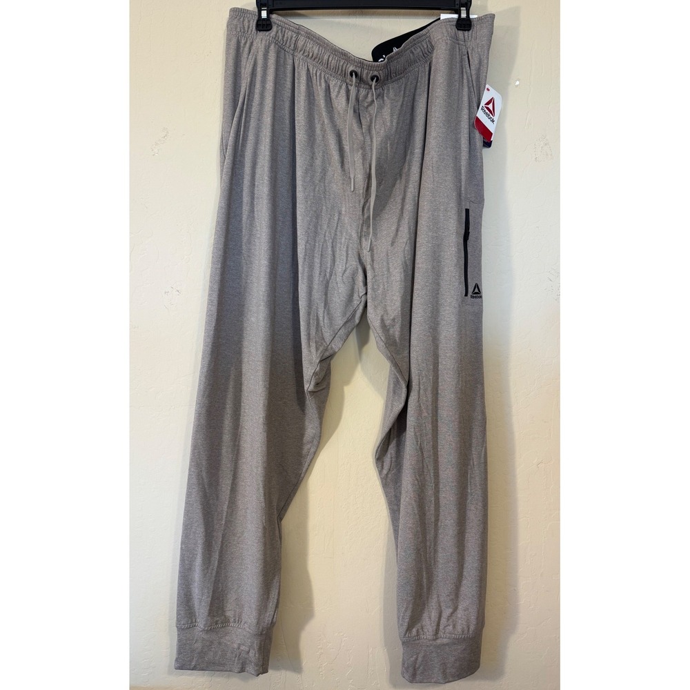 Reebok Legacy Jogger Men 3XL Driftwood Heather Slim RBK-Dry Pants NEW
